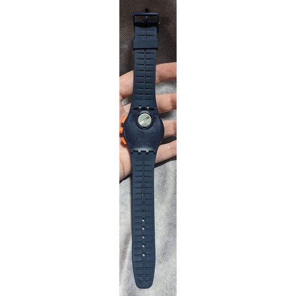 Navy And Orange Swatch Watch - Picture 4 of 5